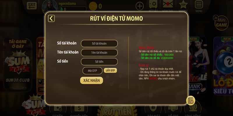 Rút tiền Sumclub qua Momo được nhiều người lựa chọn 